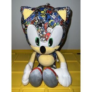 Sonic The Hedgehog Plush Large 18" Toy Factory Sticker Bomb Sega Stuffed Animal